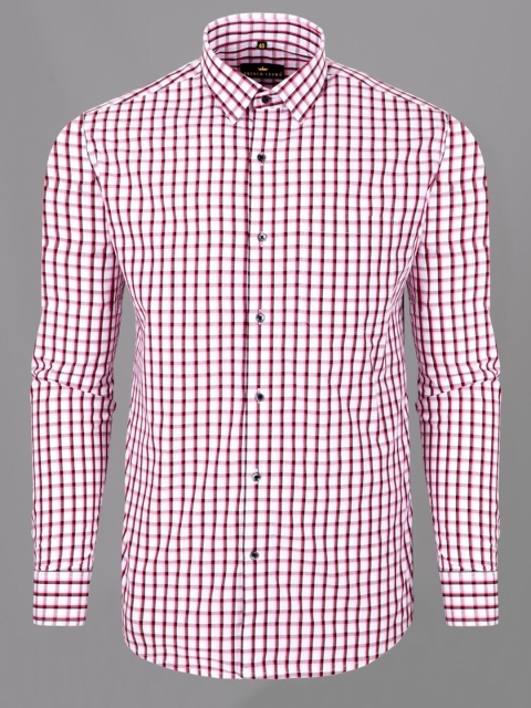 

FRENCH CROWN Men White Standard Checked Formal Shirt