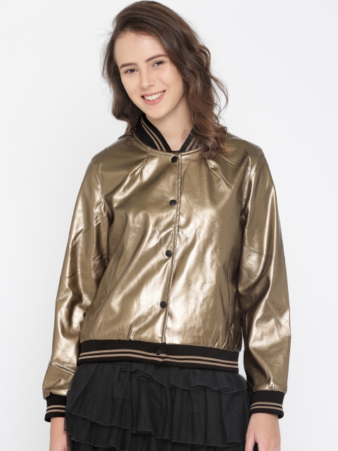 

DressBerry Women Bronze-Toned Solid Bomber