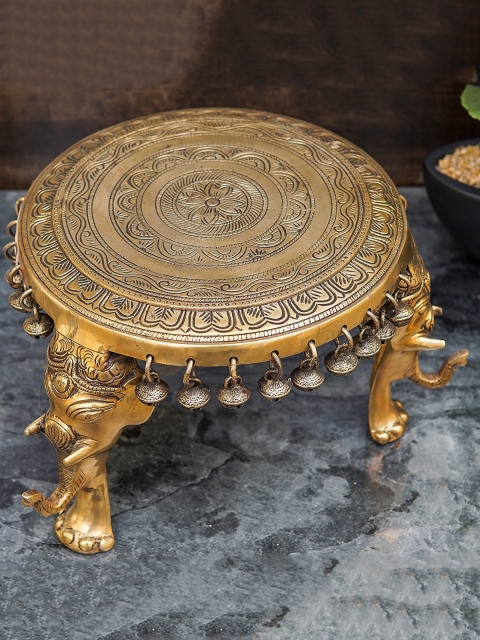 

StatueStudio Gold-Toned Puja Chowki Pedestal Table