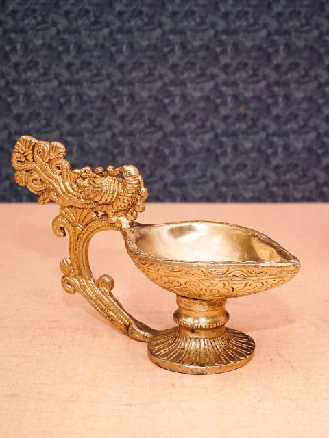 

StatueStudio Gold-Toned Antique Peacock Bird Diya