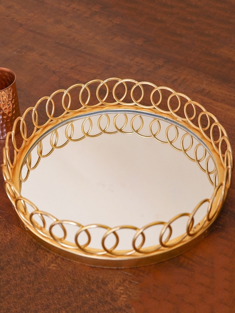 

StatueStudio Gold-Toned Round Serving Tray With Mirror