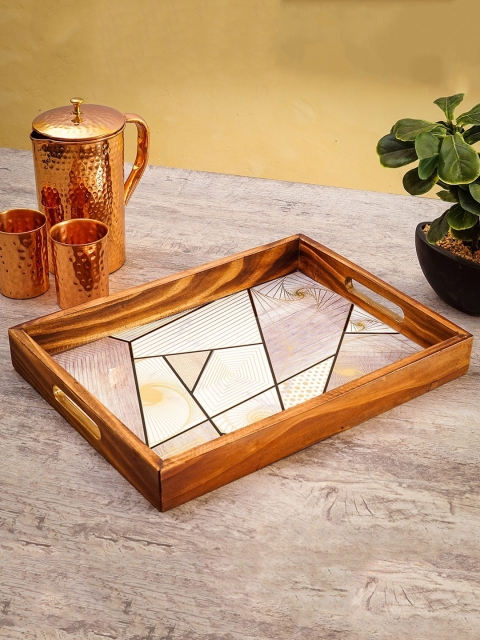

StatueStudio Brown Printed Rectangle Serving Tray