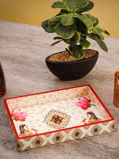 

StatueStudio White & Pink Printed Serving Trays