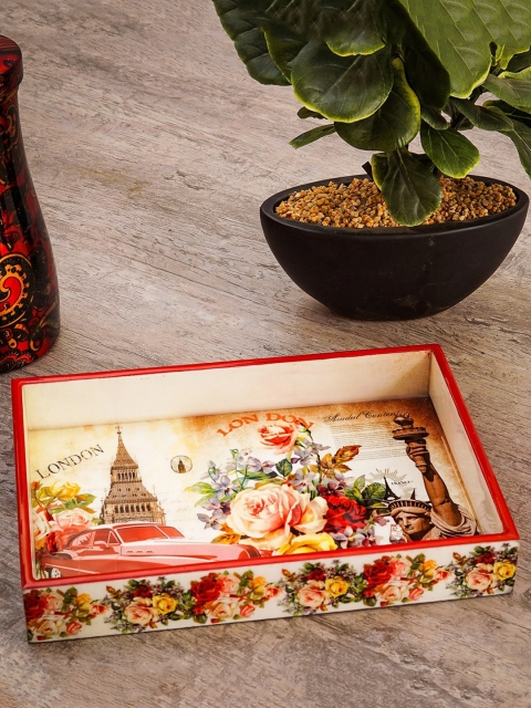 

StatueStudio White & Red Printed Rectangle Serving Tray