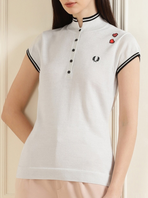 

Fred Perry Women White Printed Sweater Vest