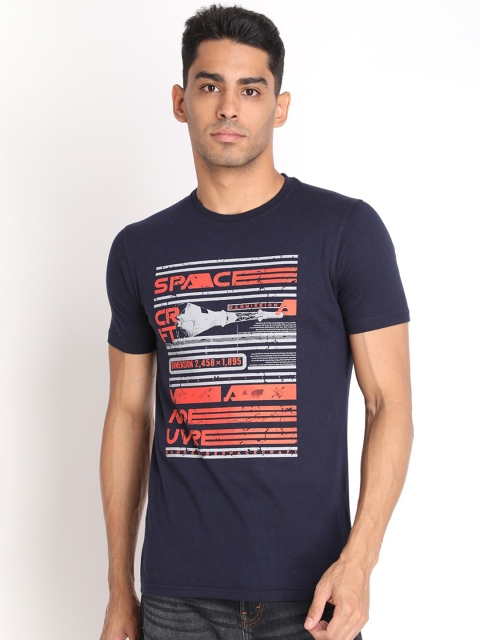 

PROTEX Men Navy Blue & peacoat Printed T-shirt