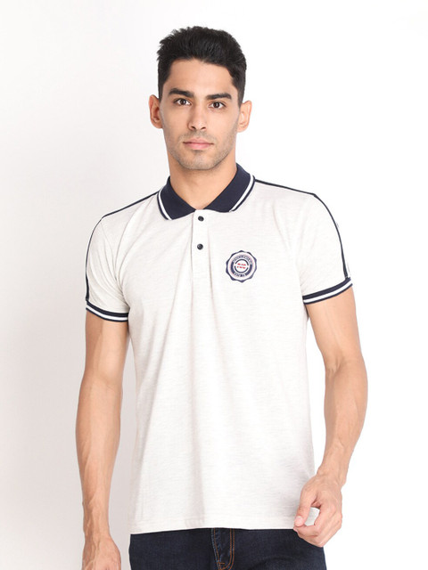 

PROTEX Men Grey Polo Collar Applique T-shirt
