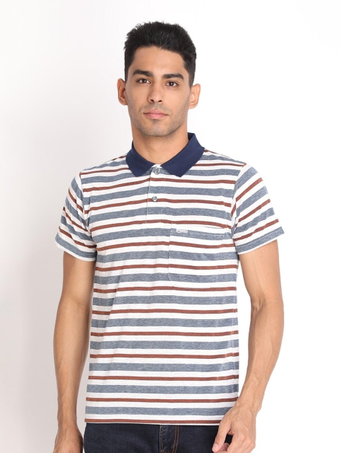 

PROTEX Men Blue Striped Polo Collar T-shirt
