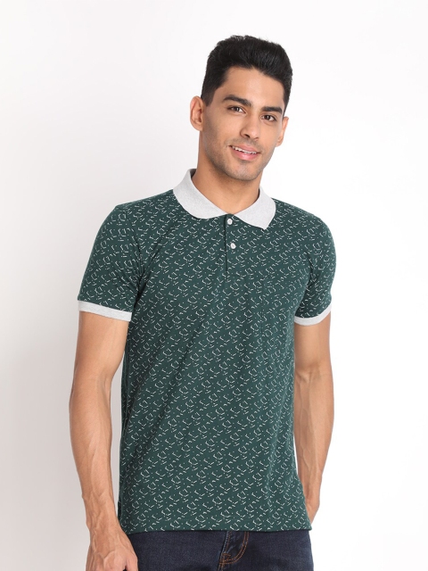 

PROTEX Men Green Printed Polo Collar T-shirt