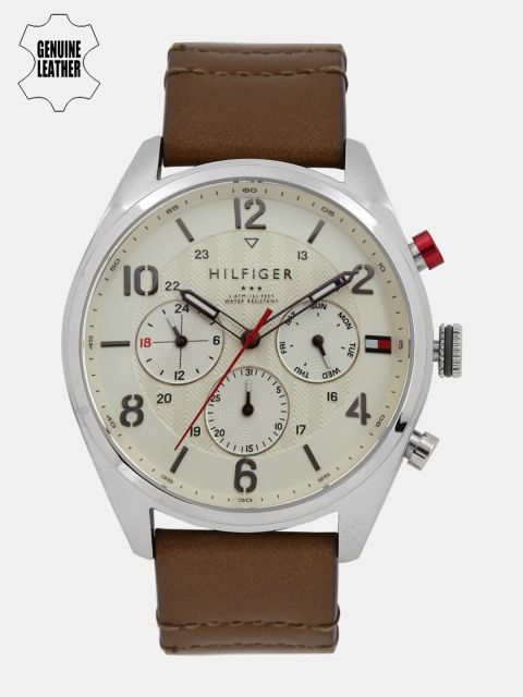 

Tommy Hilfiger Men Cream-Coloured Leather Analogue Watch TH1791208
