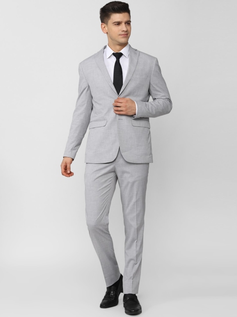 

Peter England Elite Men Grey Solid Single-Breasted Slim-Fit Two-Piece Formal Suit