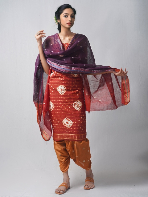 

Unnati Silks Copper-Toned & Brown Dyed Pure Cotton Unstitched Dress Material