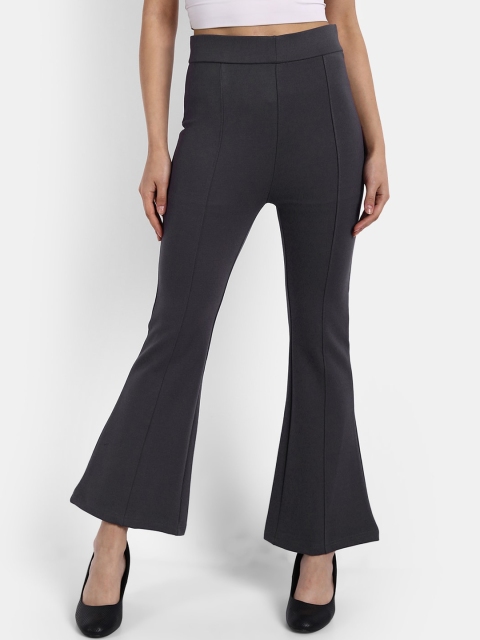 

BROADSTAR Women Grey Flared High-Rise Trousers