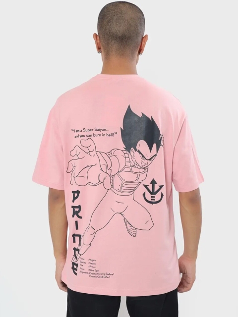 

Bewakoof Men Pink & powder pink Colourblocked High Neck Loose T-shirt