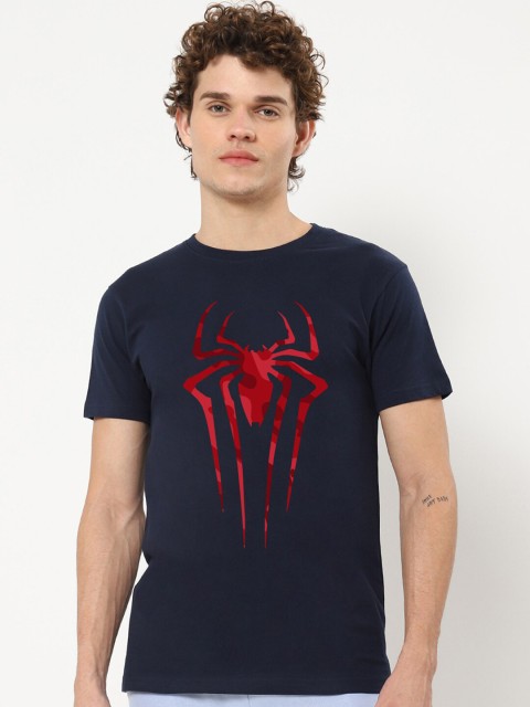

Bewakoof Men Blue & dark sapphire Printed Raw Edge T-shirt