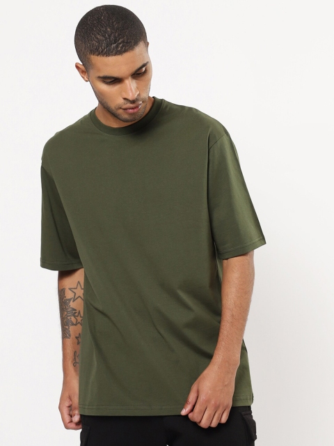 

Bewakoof Men Green & tarmac V-Neck Loose T-shirt