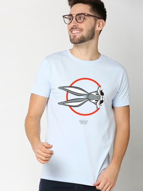 

Bewakoof Men Blue Printed Applique T-shirt