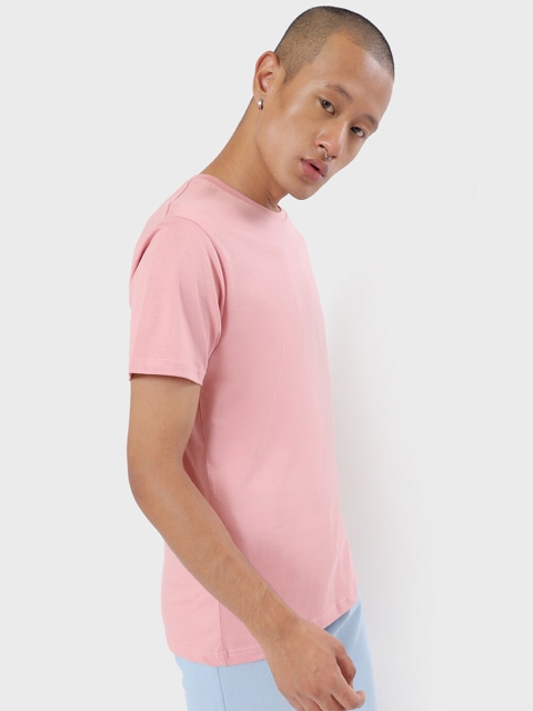 

Bewakoof Men Pink V-Neck Drop-Shoulder Sleeves T-shirt