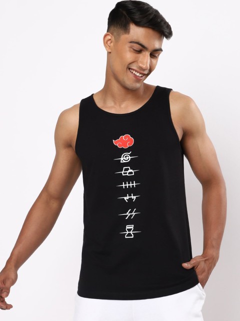 

Bewakoof Men Black & White Printed Pure Cotton Innerwear Vest