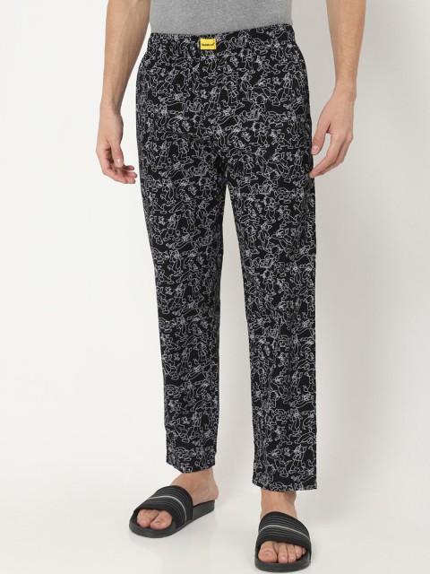 

Bewakoof Men Black Looney Tunes Printed Cotton Lounge Pants