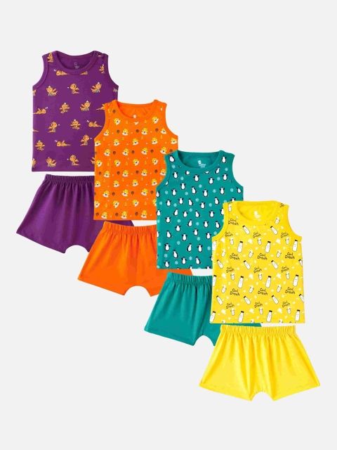 

Cuddles for Cubs Unisex Kids Multicoloured Printed Top with Shorts, Multi