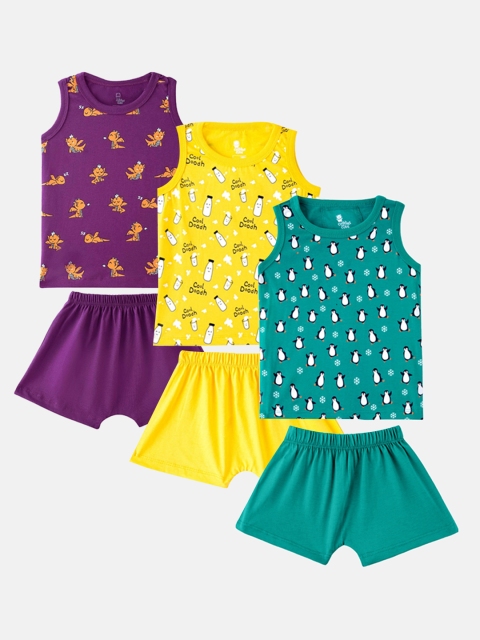 

Cuddles for Cubs Unisex Kids Multicoloured Printed Top with Shorts, Multi