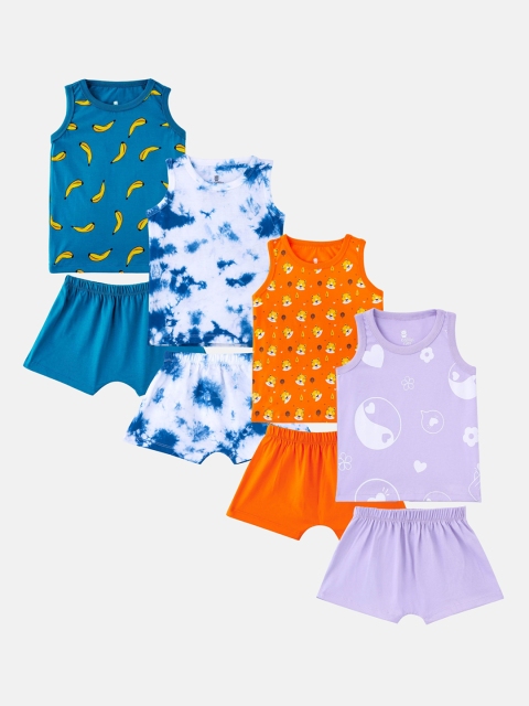 

Cuddles for Cubs Kids Multicoloured Printed Pure Cotton T-shirt with Shorts, Multi