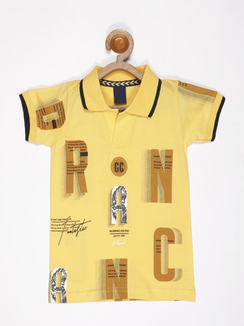 

V2 Value & Variety Boys Yellow Printed Extended Sleeves T-shirt