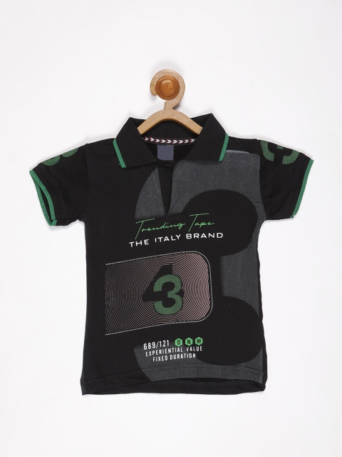 

V2 Value & Variety Boys Black Striped V-Neck Monochrome T-shirt