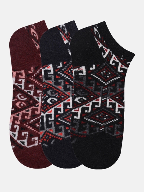 

N2S NEXT2SKIN Women Set of 3 Patterned Ankle Length Socks, Navy blue