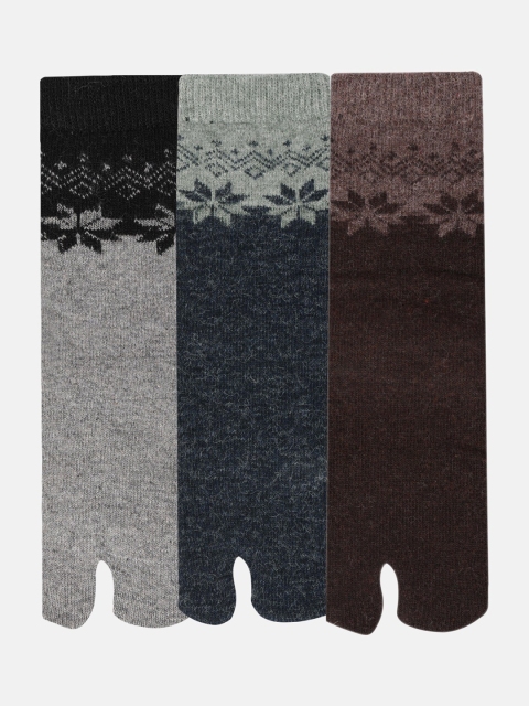 

N2S NEXT2SKIN Women Set of 3 Patterned Ankle Length Women Thumb Socks, Navy blue