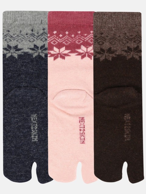 

NEXT2SKIN Women Pack of 3 Patterned Ankle-Length Thumb Socks, Assorted