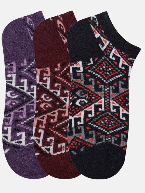 

N2S NEXT2SKIN Pack of 3 Purple & Red Ankle length Socks