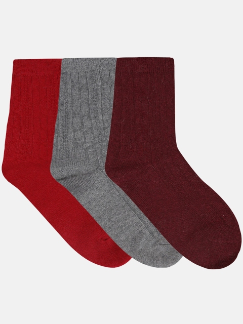 

N2S NEXT2SKIN Women Pack Of 3 Patterned Above Ankle-Length Socks, Red