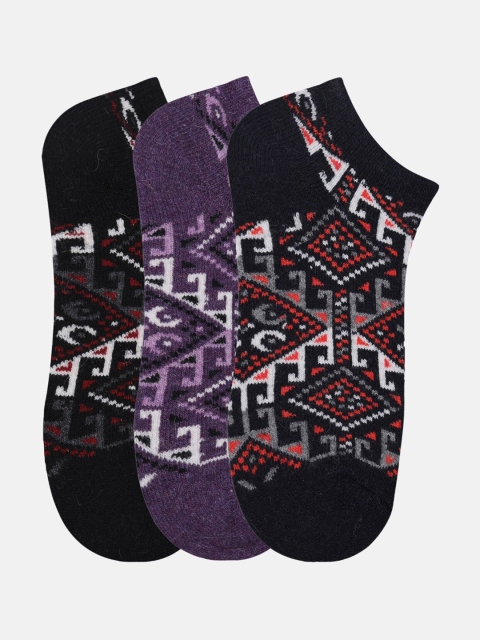 

N2S NEXT2SKIN Women Pack of 3 Striped Patterned Ankle Length Socks, Assorted