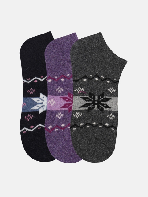 

N2S NEXT2SKIN Women Pack of 3 Ankle Length Socks, Grey