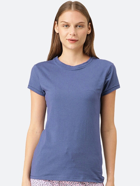 

Enamor Women Blue & toast Slim Fit T-shirt