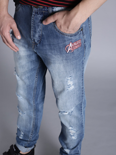 

Kook N Keech Marvel Men Blue Slim Fit Mid-Rise Mildly Distressed Jeans