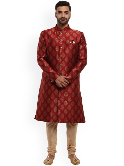 

V-Mart Men Maroon Self Design Sherwani
