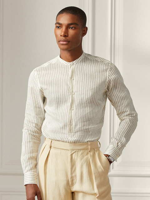

Polo Ralph Lauren Men White Striped Silk Cotton Shirts