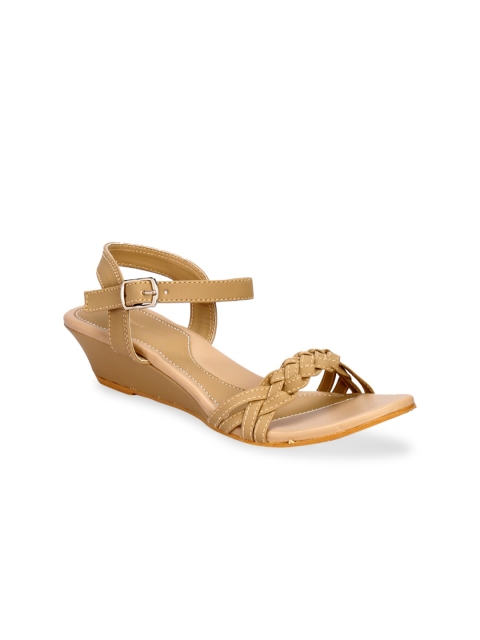 

Khadims Beige Leather Wedge Sandals