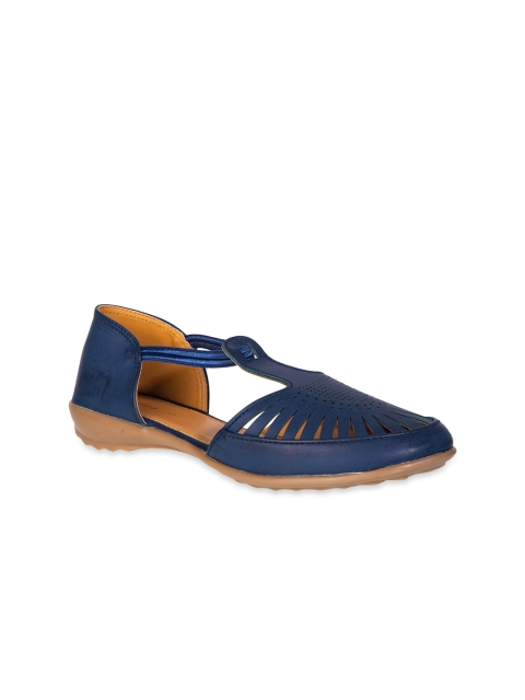 

Khadims Women Navy Blue Textured Ballerinas Flats