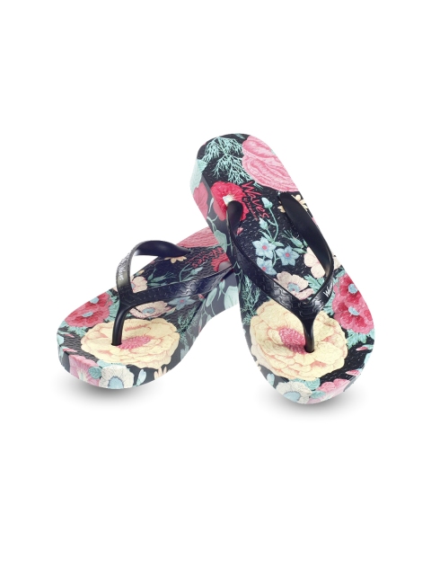 

Khadims Women Black & Blue Printed Thong Flip-Flops