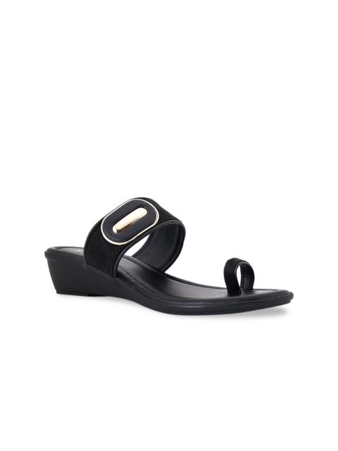 

Khadims Black Wedge Sandals