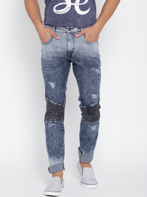 

Kook N Keech Men Blue Skinny Fit Mid-Rise Low Distress Stretchable Jeans