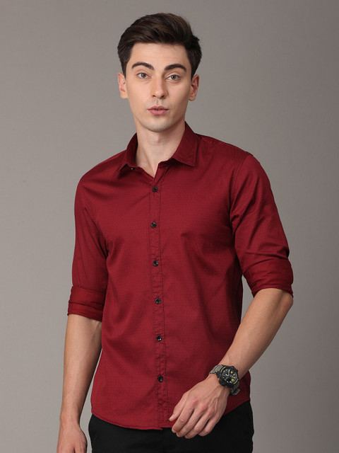 

Huggun Men Maroon Premium Slim Fit Casual Shirt
