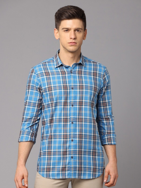 

Huggun Men Blue Premium Slim Fit Tartan Checks Checked Casual Shirt