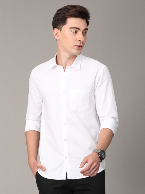 

Huggun Men White Premium Slim Fit Casual Shirt