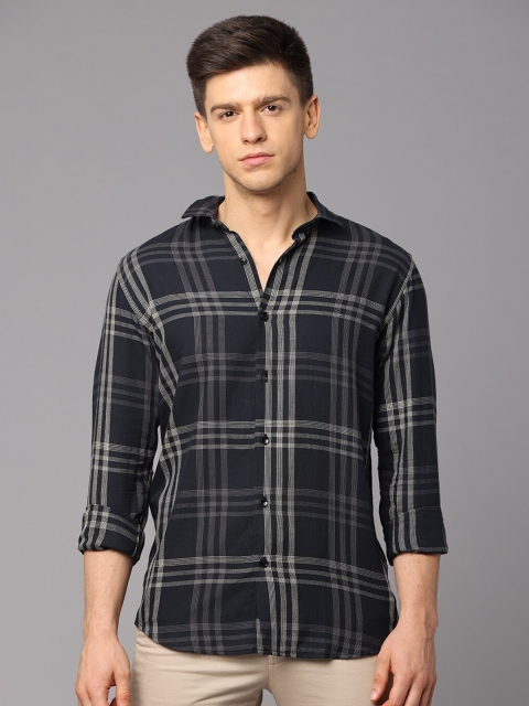 

Huggun Men Black Premium Slim Fit Tartan Checks Checked Casual Shirt
