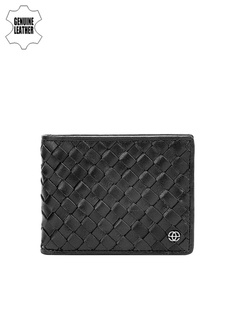 

Eske Men Black Textured Twofold Leather Wallet